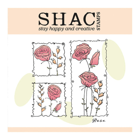 Barbara's SHAC Rose Floral Panels A5 Square Stamp & Mask Set