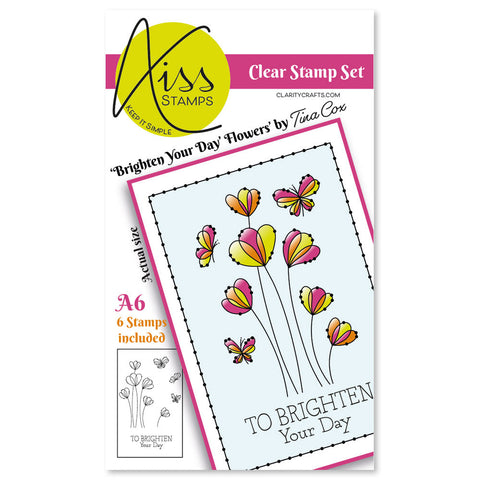 KISS by Clarity - Tina's Brighten Your Day Flowers A6 Stamp Set