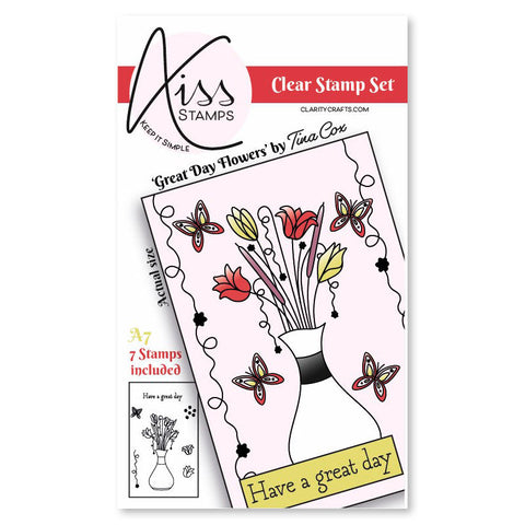 KISS by Clarity - Tina's Great Day Flowers A7 Stamp Set
