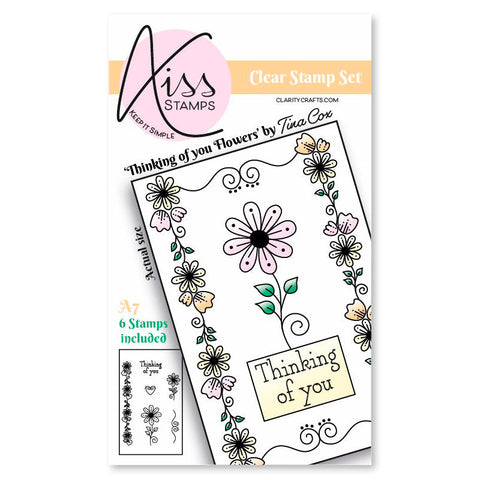 KISS by Clarity - Tina's Thinking of You Flowers A7 Stamp Set
