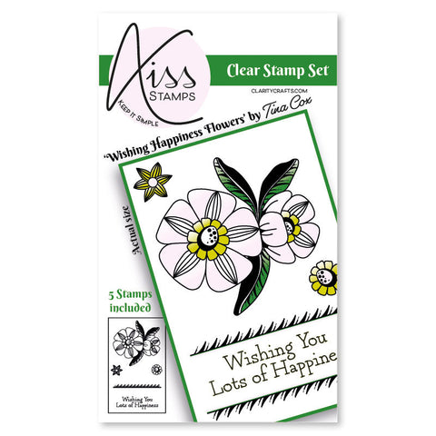 KISS by Clarity - Tina's Wishing Happiness Flowers A7 Stamp Set