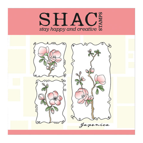 Barbara's SHAC Japonica Floral Panels A5 Square Stamp & Mask Set
