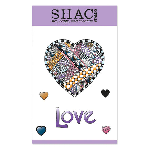 Barbara's SHAC Bijou Love Heart Doodle A6 Stamp & Mask Set