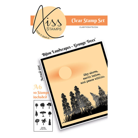 KISS by Clarity - Bijou Landscapes Grunge Trees A6 Stamp Set