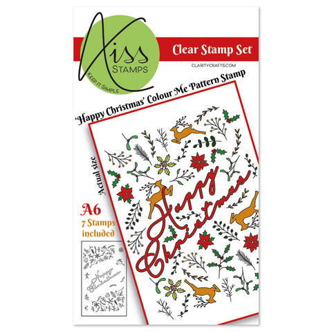 KISS by Clarity - Jazz's Happy Christmas Colour Me Pattern A6 Stamp Set