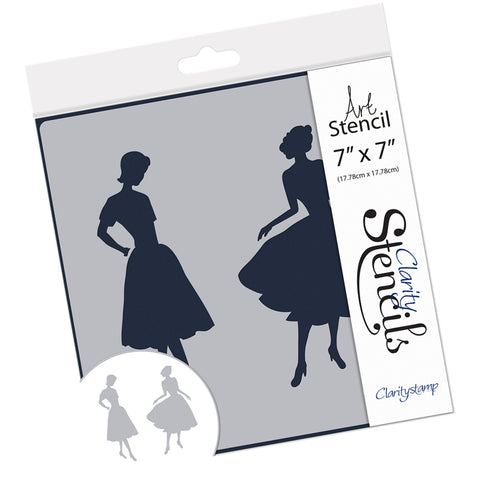 Elegant Ladies 2 7" x 7" Stencil