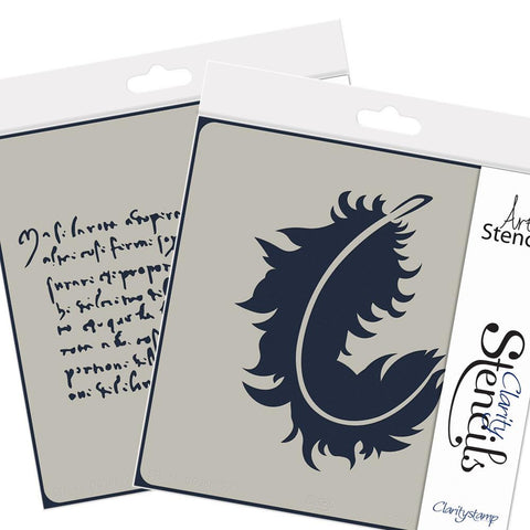 Feather & Script 4" x 4" inch Stencils