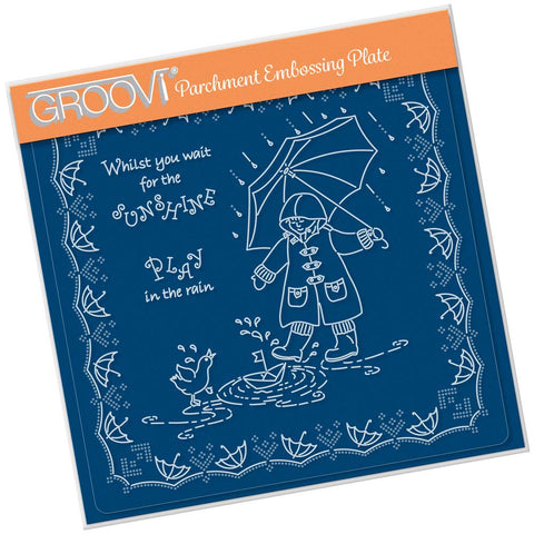 Linda's Children - Spring - Play in the Rain - A5 Square Groovi Plate
