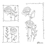 Barbara's SHAC Rose Floral Panels A5 Square Stamp & Mask Set
