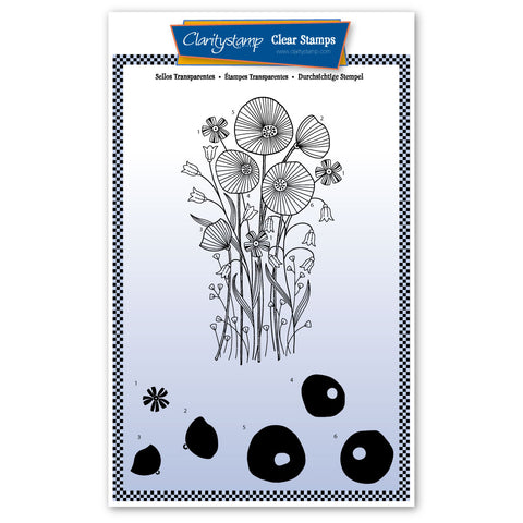 Tina's Poppy Flower Spray <br/> A5 Unmounted Stamp Set