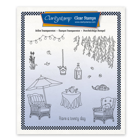 Linda's In the Garden - Wicker Chairs Unmounted Stamp Set + Mask
